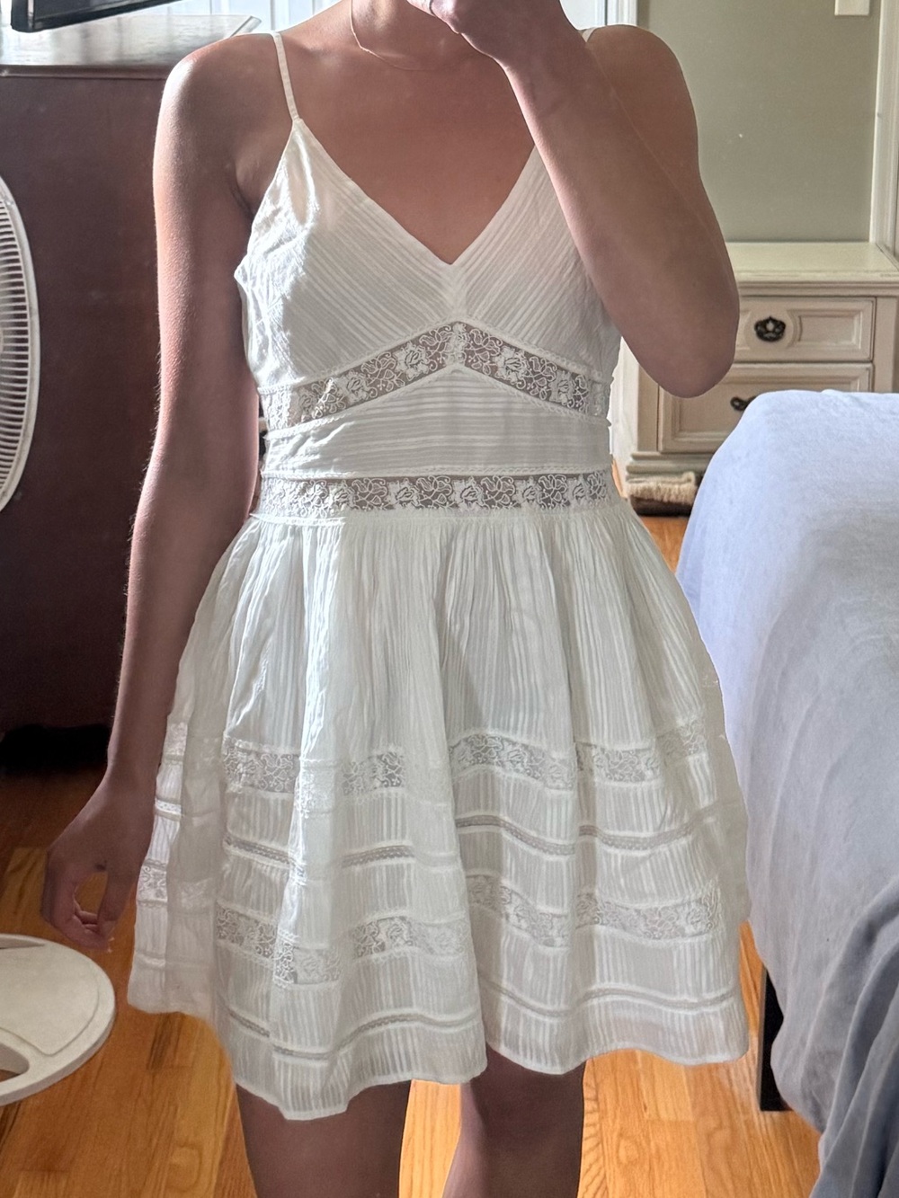 White Lace-Trim Spaghetti Strap Sundress